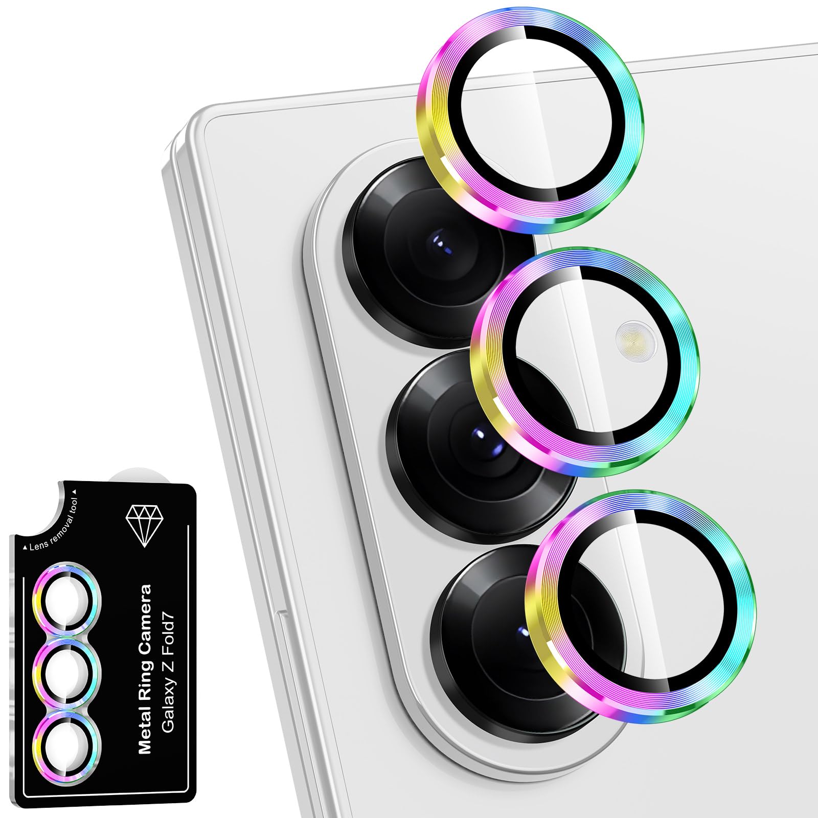 ZORBES® Samsung Galaxy Z Fold 7 Camera Lens Protector, Individual Metal Ring Tempered Glass Lens Cover ZORBES® Samsung Galaxy Z Fold 7 Camera Lens Protector, Individual Metal Ring Tempered Glass Lens Cover